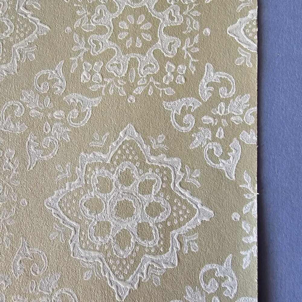 Vintage Wallpaper Sample Sheet Geometric Medallion Demask Crafting Ephemera - Picture 3 of 10